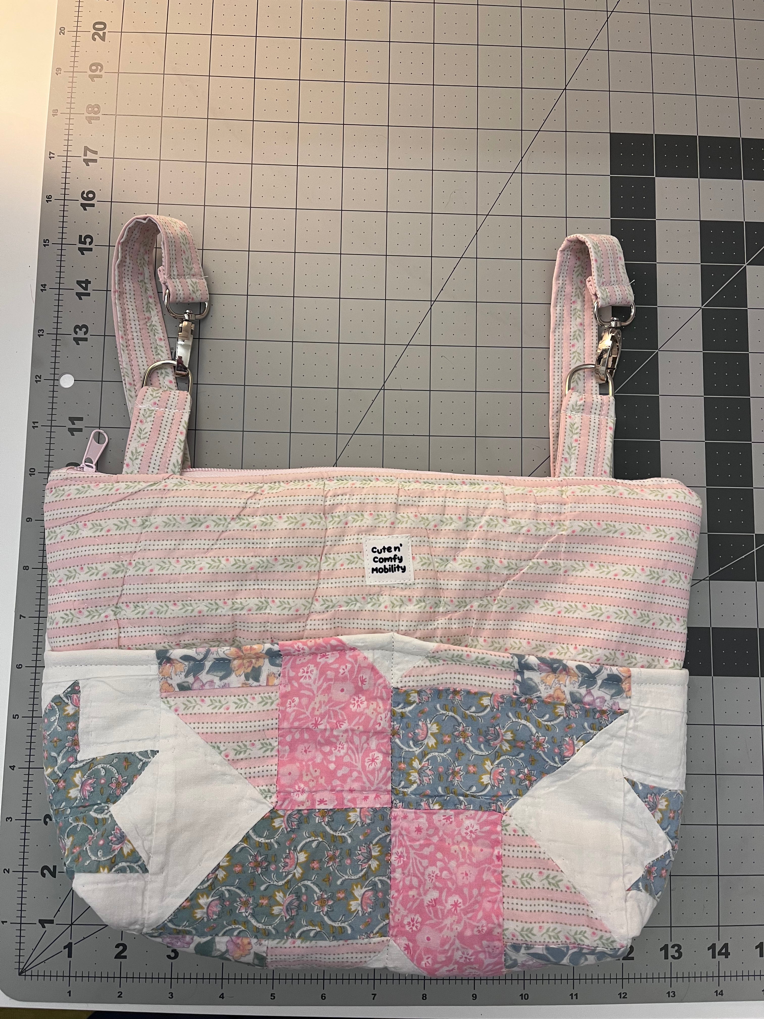 Upcycled Quilt Power Chair Armrest Bag | READY TO SHIP
