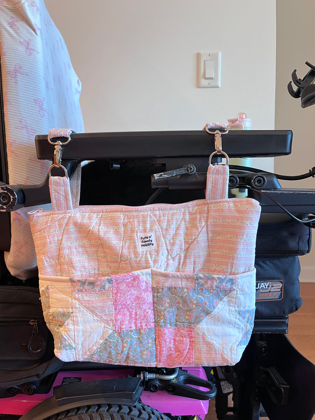 Upcycled Quilt Power Chair Armrest Bag | READY TO SHIP