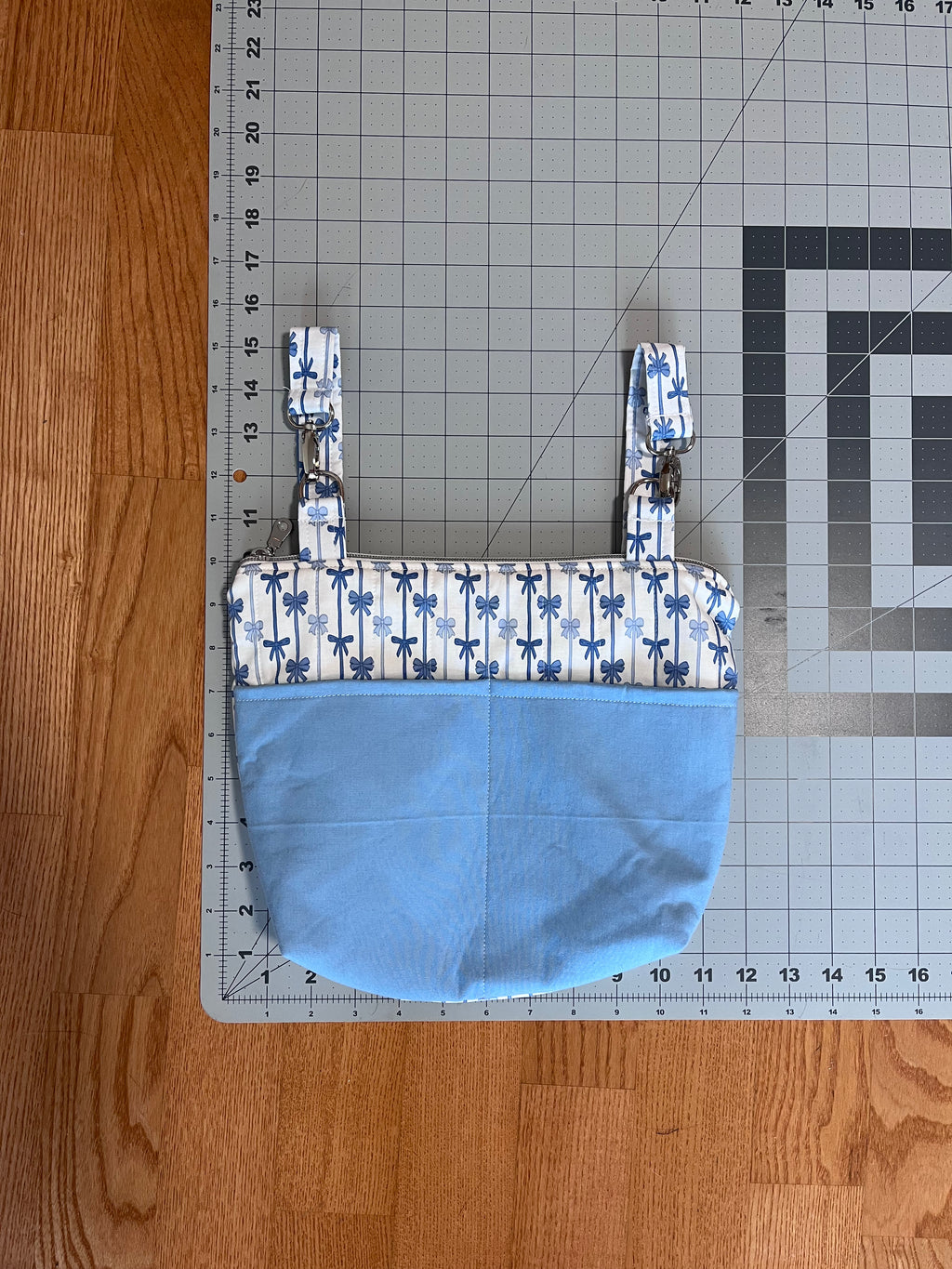Baby Blue Bow Power Chair Armrest Bag | READY TO SHIP