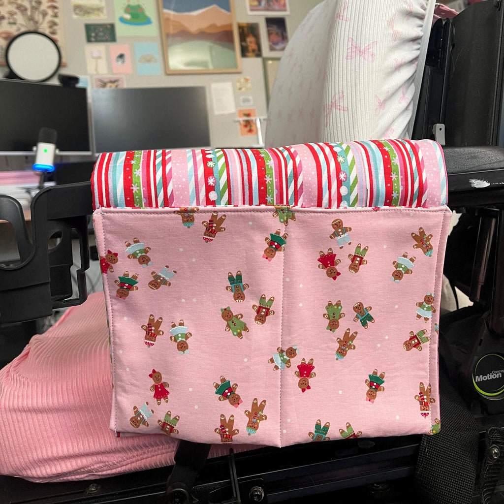 Pink Christmas Power Chair Arm Rest Bag