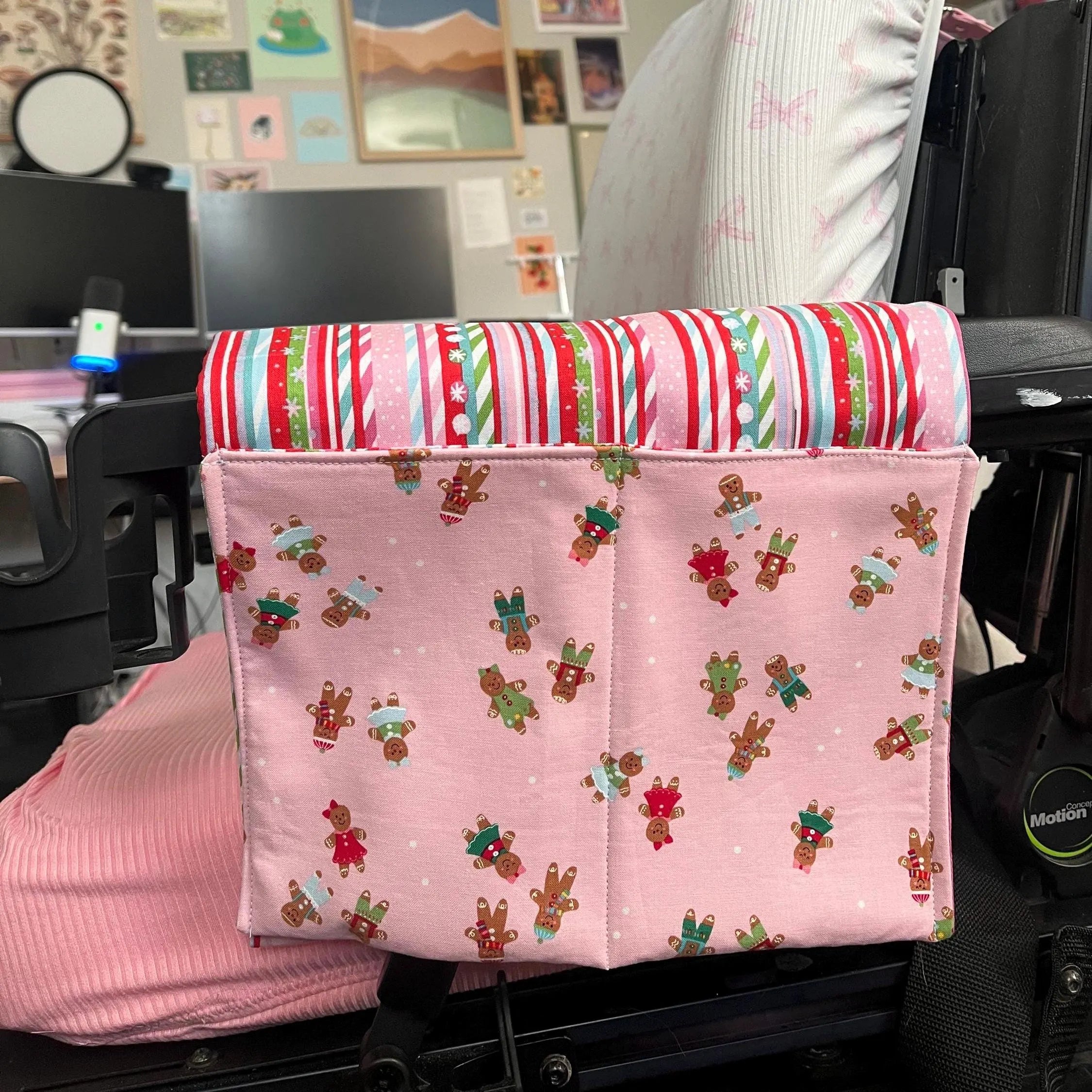 Pink Christmas Power Chair Arm Rest Bag