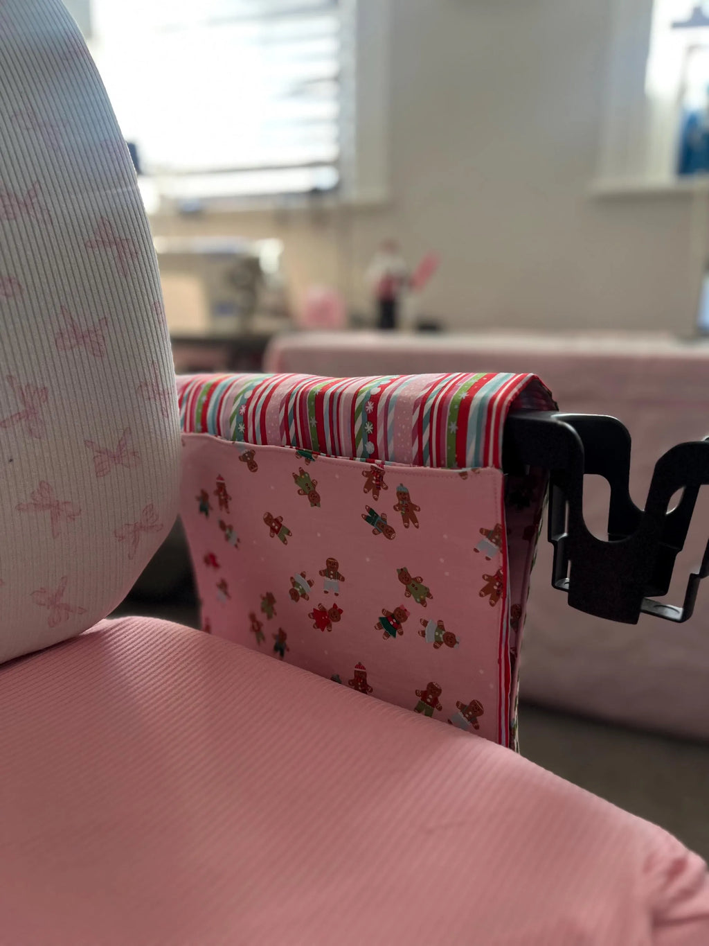 Pink Christmas Power Chair Arm Rest Bag